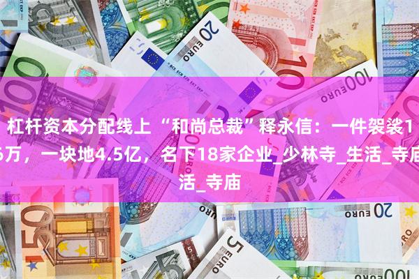 杠杆资本分配线上 “和尚总裁”释永信：一件袈裟16万，一块地4.5亿，名下18家企业_少林寺_生活_寺庙